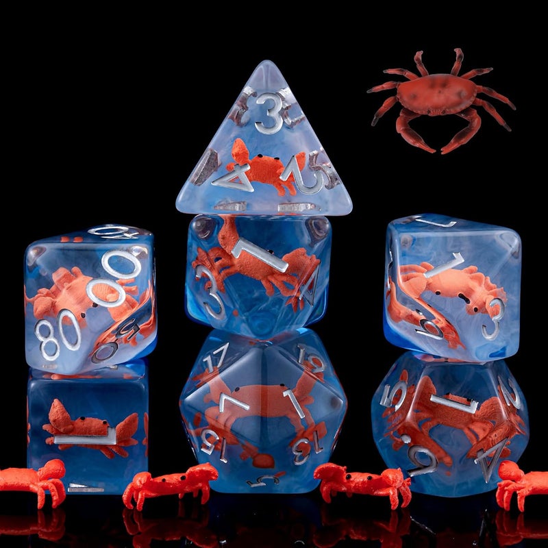 weyano Crab DND Animal Resin D&D Dice Set, 7pcs Polyhedral Dice (D4, D6, D8, D10, D12, D20, D%) for Dungeons and Dragons, RPG, MTG, Role Playing Games for Ages 15 and Up - Image 1